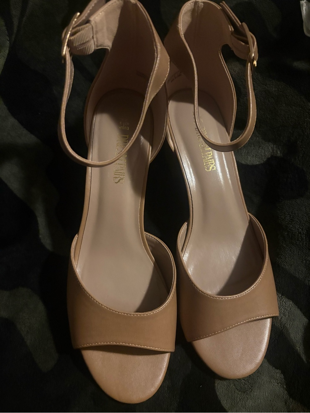 Women Chunky Block  Open Toe Ankle Strap Buckle  Heeled Sandals Wedding  11,Nude